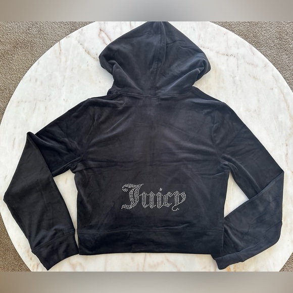 Juicy Couture Tops - Juicy Couture Black Velour Zip-up Jacket